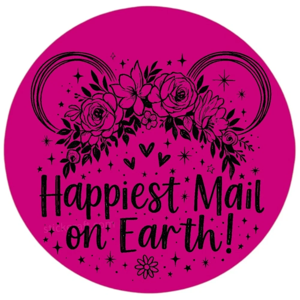 Happiest Mail on Earth Sticker 2” | Cute DISNEY Label | Small Biz Packaging